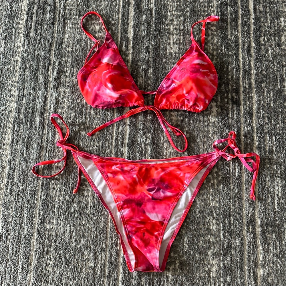 Large Shein Pink/Orange Bikini Set